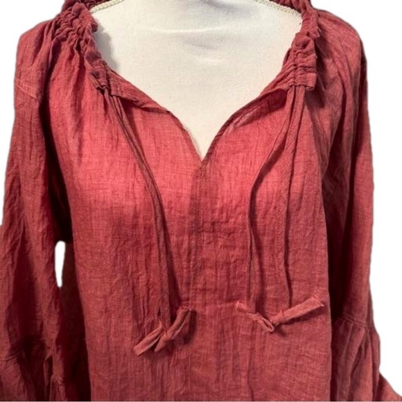 P.S. Love Smocked Cuff Poet Shirt.
NEW. Size Small. Rust/Burgundy Color - Picture 2 of 9